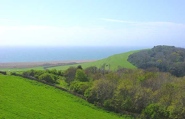 Abbotsbury - view of the sea from Chapel Hill, by Andrew Green