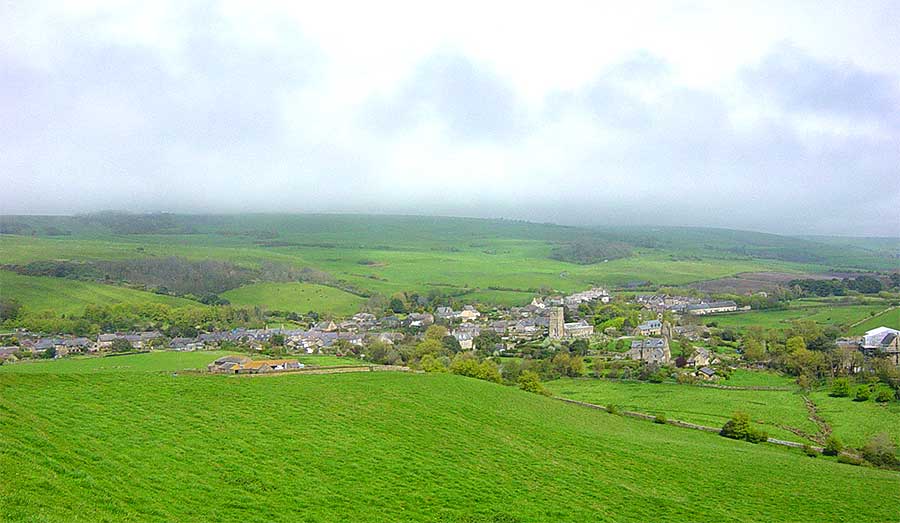 Abbotsbury - view from Chapel Hill to the south of the village, by Andrew Green