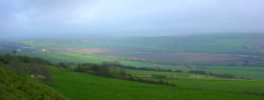 Abbotsbury - view from the ridgeway to the north of the village, by Andrew Green